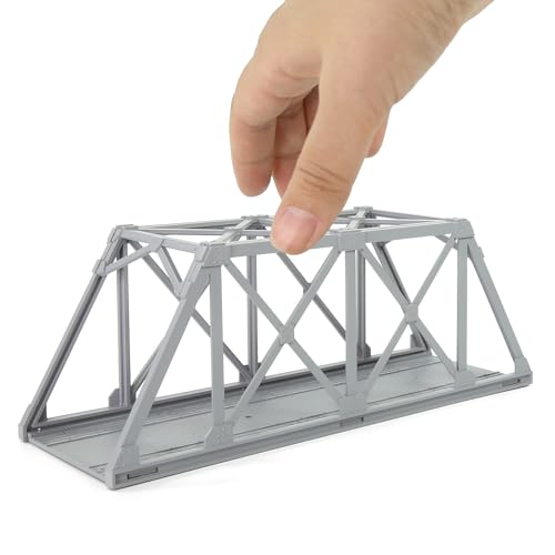 HO Scale 1:87 Model Truss Bridge Kit for Model Track Model Trains QLF46 (Light Gray) - color: Light Gray
