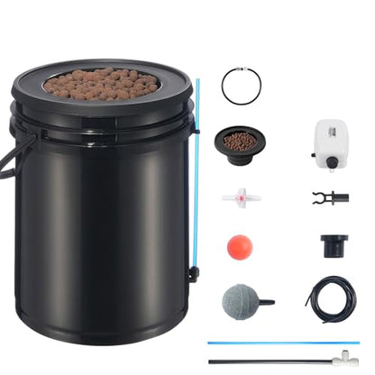 VEVOR DWC Hydroponics Grow System, Hydroponic Growing System with Top Drip Kit, 5-Gallon Deep Water Culture with Air Pump, Air Stone and Water Level Device for Leafy Vegetables(1 Bucket+Top Drip Kit) - style: 1 Bucket+Top Drip Kit