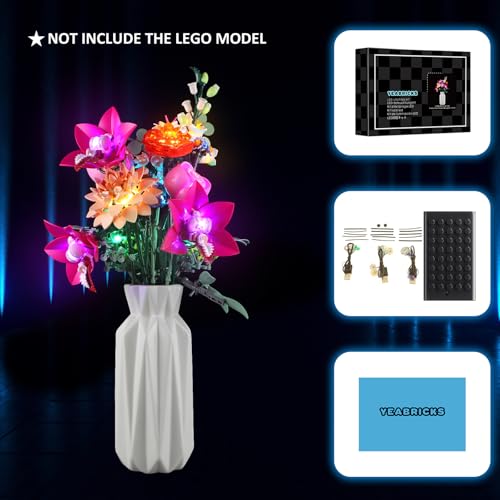 YEABRICKS LED Light for 10342 The Botanical Collection Pretty Pink Flower Bouquet Building Blocks Model (Building Set NOT Included) - style: Only Light Pretty Pink Flower Bouquet