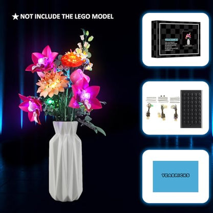 YEABRICKS LED Light for 10342 The Botanical Collection Pretty Pink Flower Bouquet Building Blocks Model (Building Set NOT Included) - style: Only Light Pretty Pink Flower Bouquet