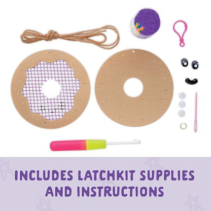 LatchKits Mini Donut - Latch Hook Kits for Kids, Arts and Crafts, Yarn Art, Kids Crafts, Toys for Girls, Birthday Gift for Girls, Easy to Follow Patten, Hook Included, Craft Kits, Ages 6+ - style: Mini Donut