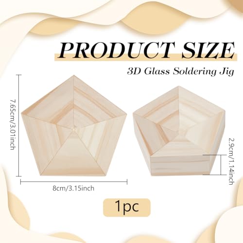BENECREAT Wood 3D Glass Soldering Jig, Pentagon Stained Glass Succulent Soldering Jig 3D Soldering Tool for Precise Welding, DIY Glass Art Projects - style: Pentagon