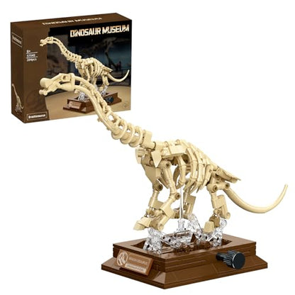 DRZYJ Brachiosaurus Dinosaur Fossil Building Set, 284Pcs Movable Brachiosaur Skeleton Model Kit with Museum Display Stand, Educational Giant Sauropod Toy for Kids 8+, Gift for Dinosaur Lovers - style: Brachiosaurus