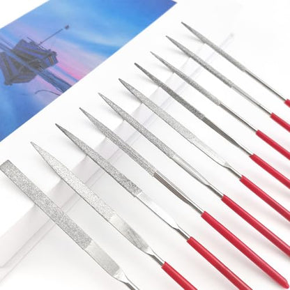 Quacc 10 PCS Diamond Needle File Set Small Metal Riffler Files Miniature Files Tools 140mm for Glass Wood Stone Jewelry