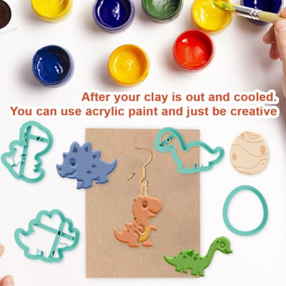 beinkmake 19Pcs Jurassic Dinosaur Polymer Clay Cutters Clay Earrings Cutter - style: Dinosaur