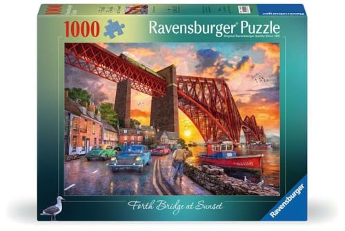 Ravensburger - Forth Bridge at Sunset - 1000 Piece Jigsaw Puzzle - Stunning, Vivid Colors - Serene, Picturesque Bridge Scene from Yesteryeary - Puzzles for Adults