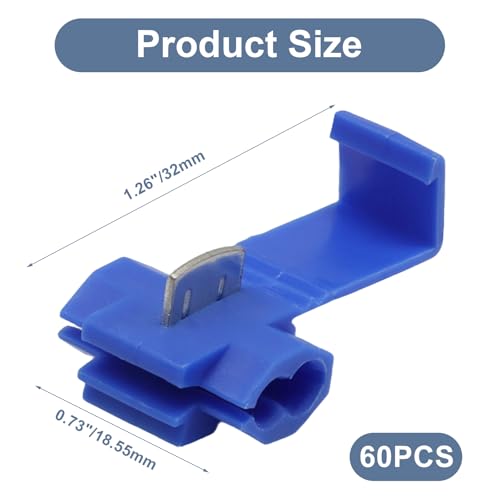 60 Pcs Quick Splice Wire Connector, 18-14 AWG, Blue - size: 18-14 AWG