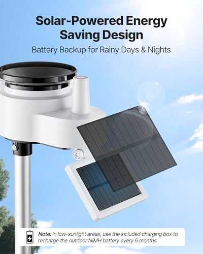 VEVOR 7-in-1 Wi-Fi Weather Station, 7-Inch TFT Display, Wireless Solar Powered Outdoor Sensor, Rain Gauge, Indoor Outdoor for Weather Forecast, Wind Speed Direction, Temperature, Humidity, Rainfall - style: Classic