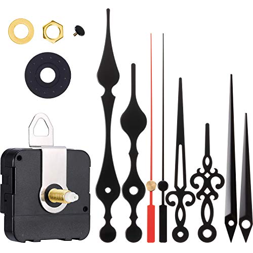 Hicarer Clock Motor Movement Wall Clock Movement Mechanism DIY Repair Parts Replacement with 3 Different Pairs of Hands (1.2 Inch Shaft, Black Red) - size: 1.20 Inch Shaft