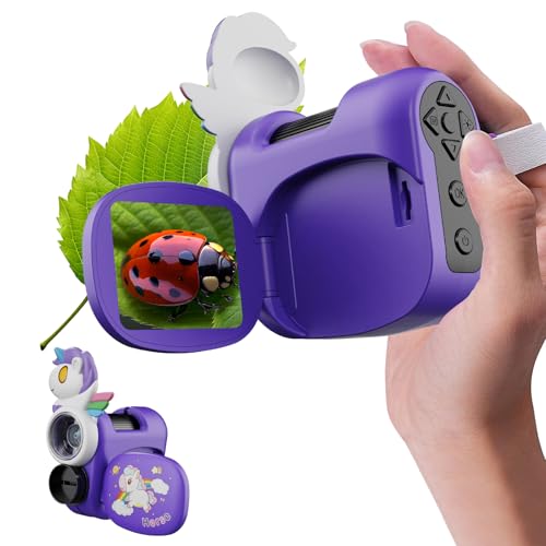 1600X Handheld Microscope for Kids 2" IPS Screen Kit Mini Pocket Digital Microscopes STEM Science with Slides Photo Video Rechargeable Portable Scope Gift for Ages 6-12 (Purple) - color: Purple