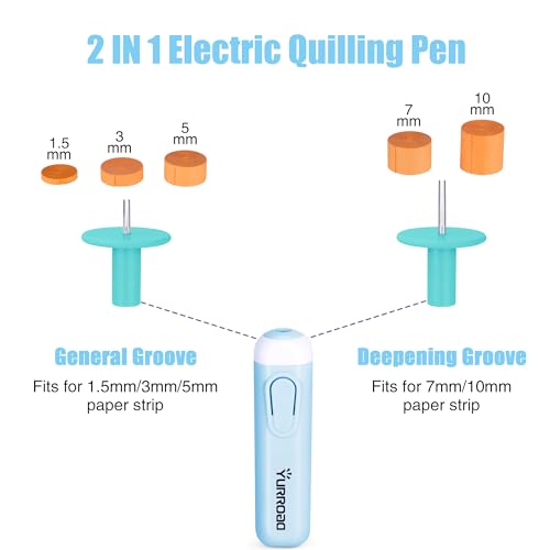 2-in-1 Electric Quilling Pen, Dual Tips for 1/16-3/8 in (1.5-10mm) Strips