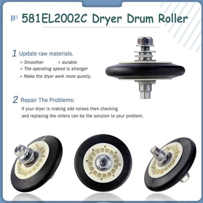 Upgraded Dryer Rollers Kit Compatible with LG Kenmore Dryers Parts