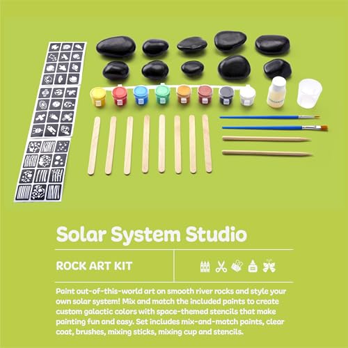 Discovery™ Solar System Studio Rock Art Kit, 35-Piece Space Craft Painting Set, Paint and Decorate Galaxy Rocks with Stencils, STEM Art Kit for Kids Ages 6+