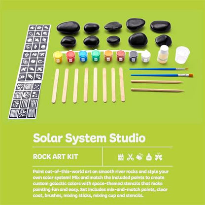 Discovery™ Solar System Studio Rock Art Kit, 35-Piece Space Craft Painting Set, Paint and Decorate Galaxy Rocks with Stencils, STEM Art Kit for Kids Ages 6+