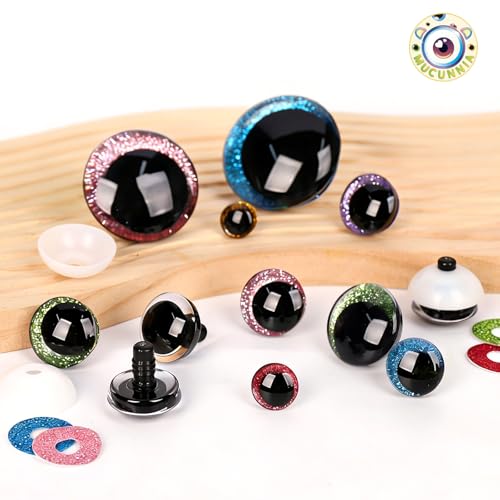 MUCUNNIA 120pcs 12mm 3D Sparkle Moon Safety Eyes for Amigurumi with Washers - size: 12mm