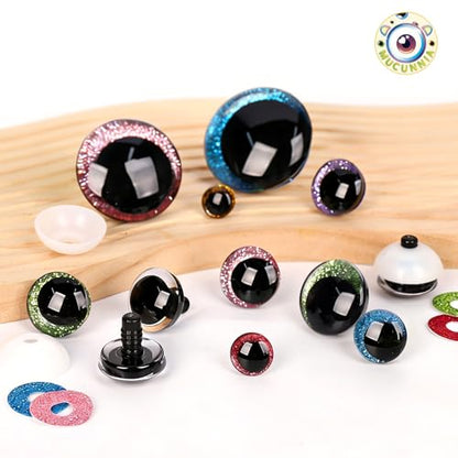 MUCUNNIA 120pcs 12mm 3D Sparkle Moon Safety Eyes for Amigurumi with Washers - size: 12mm