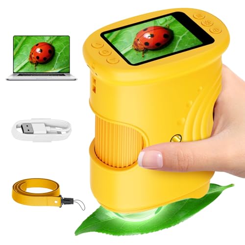 Alotwan Microscope for Kids 1000X Digital, Handheld Kids Microscope - color: Yellow