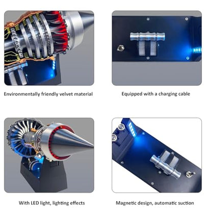 TR900 Turbofan Engine Model Kit, 28cm DIY Jet Engine - color: Silver Black