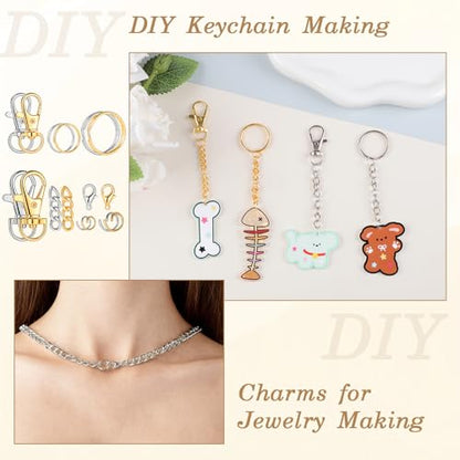 1130PCS Keychain Making Kit Jump Rings for Jewelry DIY Supplies Gold/Silver - color: Gold and Silver