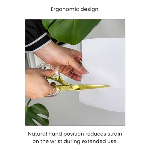 OfficeGoods 9” Stainless Steel Acrylic Scissors, Clear with Gold Metal - color: Gold