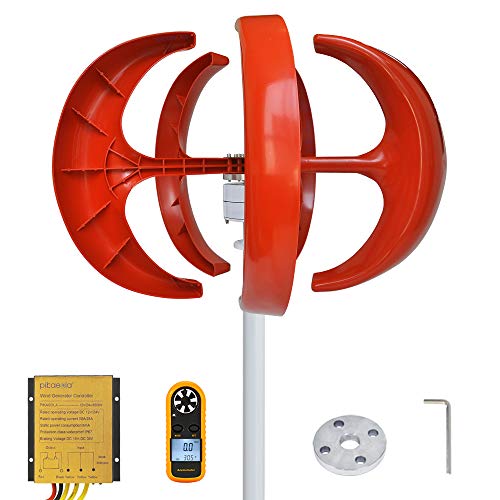 Wind Turbine 200W max 220W 12V 5 Blade Wind Vertical Axis Generator 3 Phase AC Permanent Magnet Generator Wind Turbine Kit with Controller for Hybrid Wind Solar System