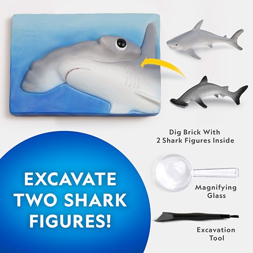 National Geographic Shark Dig Kit with 2 Shark Figures for Kids Ages 8-12 - style: Shark Dig Kit
