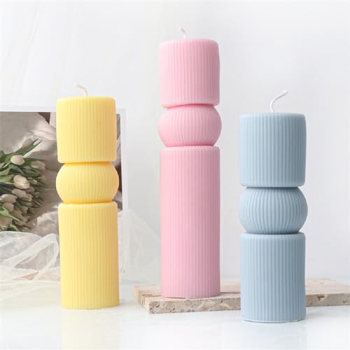Geometric Striped Pillar Silicone Soap Resin Candle Mold DIY Column Craft S - size: Stripe S