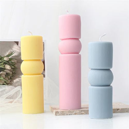 Geometric Striped Pillar Silicone Soap Resin Candle Mold DIY Column Craft S - size: Stripe S