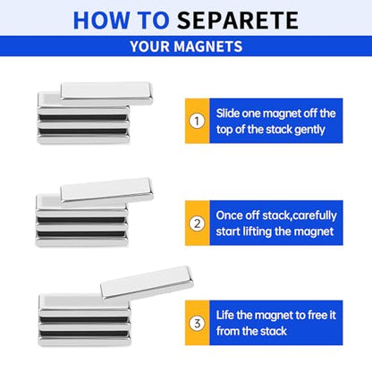 Powerful Neodymium Bar Magnets, 6 Pack Heavy Duty Magnet, 40x10x3 mm - size: 40x10x3 mm, style: 6 Pack