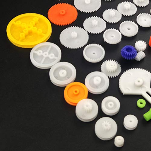 EUDAX 82 pcs Plastic Gear Package Kit - DIY Gear Assortment Accessories Set for Toy Motor Car Robot Various Axle Belt Bushings (Pack of 3) - size: Small (Pack of 3)