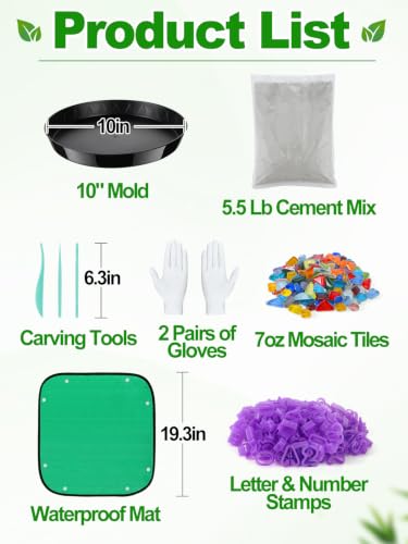 10" All-in-One DIY Stepping Garden Stones Outdoor Kit for Kids Family