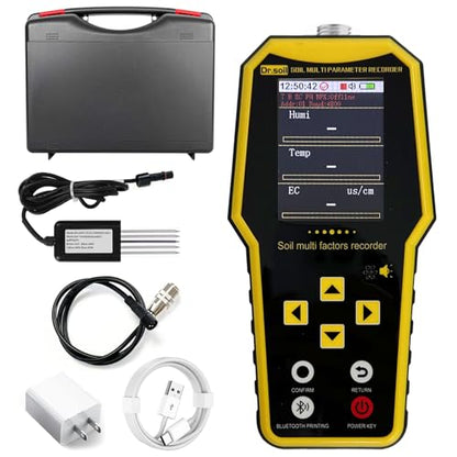 7 in 1 Soil Tester, Nitrogen Phosphorus Potassium NPK Tester, Handheld Soil PH Meter Kit, Temperature, Conductivity, Moisture, EC Meter for Petrochemical, Agriculture - Yellow