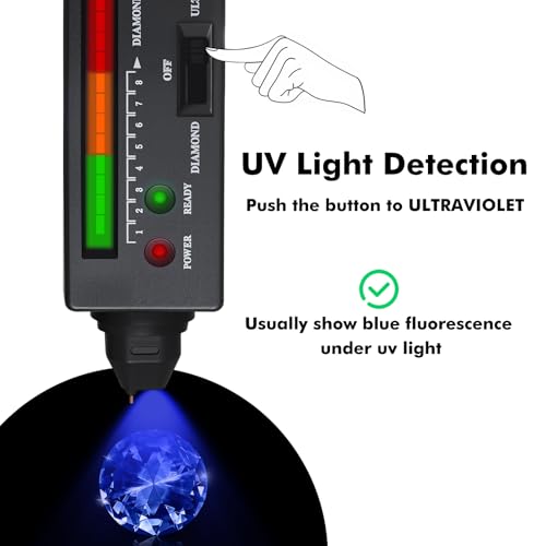 Valkynos Diamond Tester Kit with 60X Loupe & UV Light, Thermal Conductivity - size: Diamond Tester + 60X Jewelry Loupe