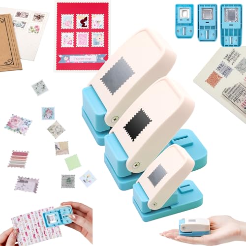 BAOFALI 3Pcs/Set Stamp Punch, 0.6 x 0.5 inch, 1 x 0.8 Inch, 1.5 x 1.2 inch Rectangular Stamps Punch, Lever Craft Hole Cutter Puncher, Paper Punches for Journaling Crafting DIY Scrapbooking Crafts - color: 1.5X1.25inch+0.6x0.5inch+1x0.8inch
