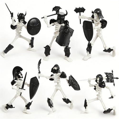 6 Pack T13 Action Figure Set, Skeleton Action Figure Mini Skeletons for Halloween Decorations Dummy 13, Titan 13, Skeleton Toy Multi-Jointed Movable 3D Printed Toys, DIY Assembly Required