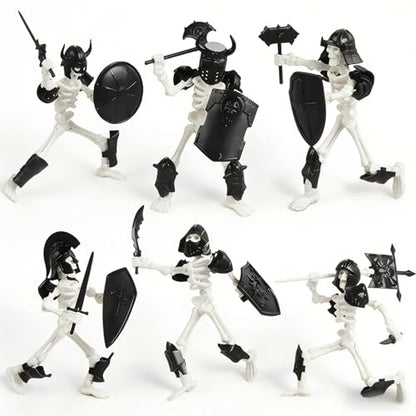6 Pack T13 Action Figure Set, Skeleton Action Figure Mini Skeletons for Halloween Decorations Dummy 13, Titan 13, Skeleton Toy Multi-Jointed Movable 3D Printed Toys, DIY Assembly Required