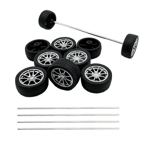 10PCS Toy Car Wheels 28mm Rubber Tire Wheels with Metal Shaft for RC Car Truck DIY Model Toy Wheel Replacement Accessories (2.5x28mm) - style: 2.5x28mm