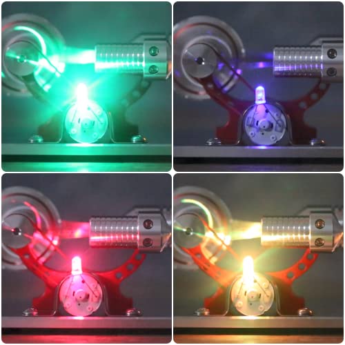 Sunnytech Hot Air Stirling Engine Motor Model Educational Toy Electricity Generator Colorful LED SC (SC004) - style: SC004