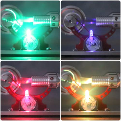 Sunnytech Hot Air Stirling Engine Motor Model Educational Toy Electricity Generator Colorful LED SC (SC004) - style: SC004