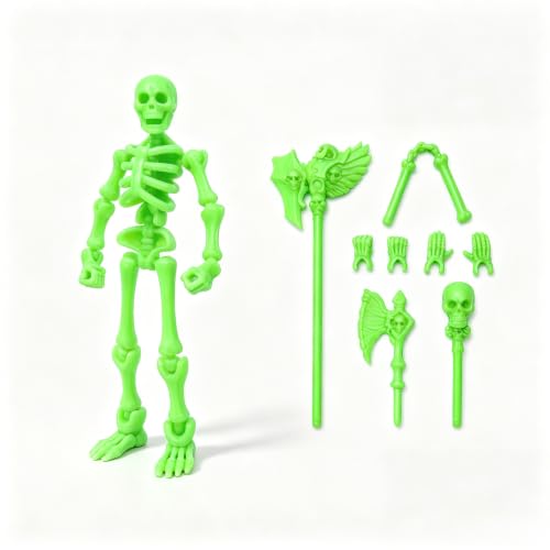 Fully Articulated Human Skeleton Action Figure, Green - color: Fluo Green