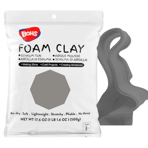 BOHS Foam Clay, Gray Air Dry Modeling Clay, 1.1 lb - color: Gray, size: 500 g