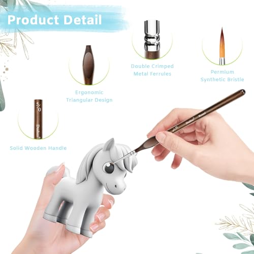Detail Paint Brushes Set, 8 pcs Miniature Brushes for Fine Detailing - color: Brown