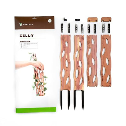 Treleaf Zella Grande Starter Kit – Wooden Extendable Plant Trellis for Indoor Climbing Houseplants – Modular Plant Support with 2 Bases + 2 Extensions - Moss Pole Alternative - size: Grande Kit