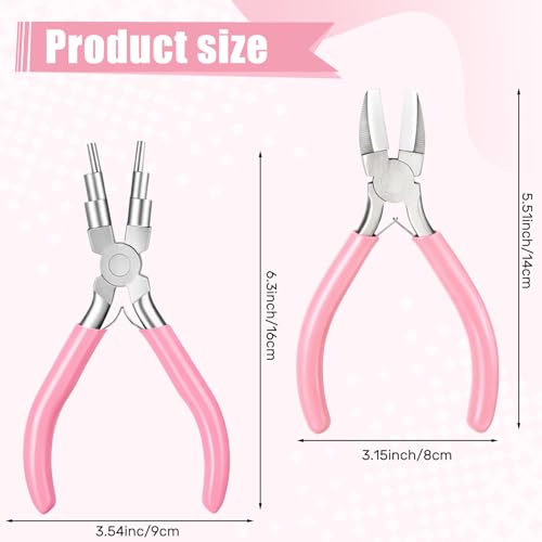 Mudder 2 Pcs Jewelry Making Tool 6 in 1 Bail Making Plier,Pink - color: Pink