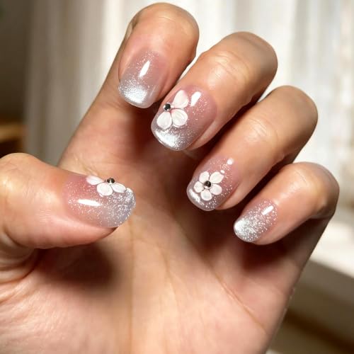 6 Packs (144 Pcs) | Reusable Press on Nails | cute nails | 6-Style Bundle | 12 Sizes | Each Style 24 Pcs | Blush Pink Bow Cat Eye - color: Blush Pink Bow Cat Eye