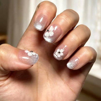 6 Packs (144 Pcs) | Reusable Press on Nails | cute nails | 6-Style Bundle | 12 Sizes | Each Style 24 Pcs | Blush Pink Bow Cat Eye - color: Blush Pink Bow Cat Eye