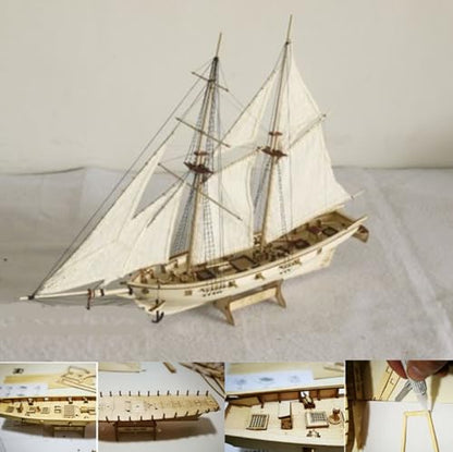 Avtytsda 1/100 Scale DIY Hobby Wooden Ship Science Equipmen Assembly Model Boat Kits Sailing Boat Kit Ship Craft Laser-Cut Model Kits to Build - size: 1/100