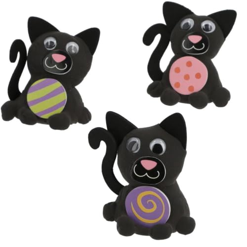 Fun Express Make Your Own Black Cat Halloween Handout Air-Dry Clay Craft Kit - Makes 9