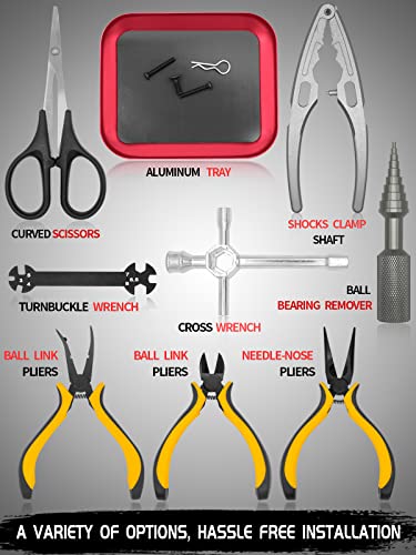 RC Tool Kit, 1/10 1/8 RC Tool, RC Car Boat Helicopter Repair Tools - 27pcs - color: Red