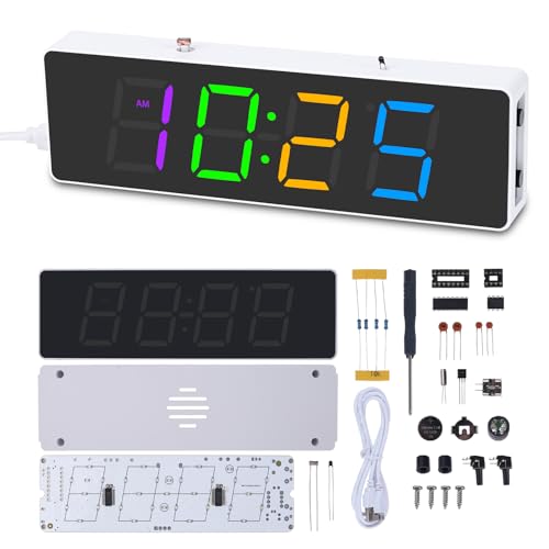 MiOYOOW RGB Digital Clock Soldering Kit with 12H/24H Format for Students - color: Colorful 4 Digit Clock Kit